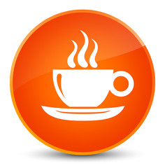 Coffee cup icon elegant orange round button