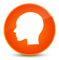 Head woman face icon elegant orange round button