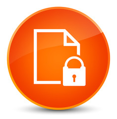 Secure document icon elegant orange round button