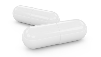 3D rendering Capsule pills isolated on white
