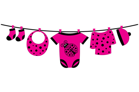 Vector Baby Clothes. Baby Shower Vector Illustration.