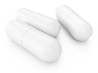 3D rendering Capsule pills isolated on white