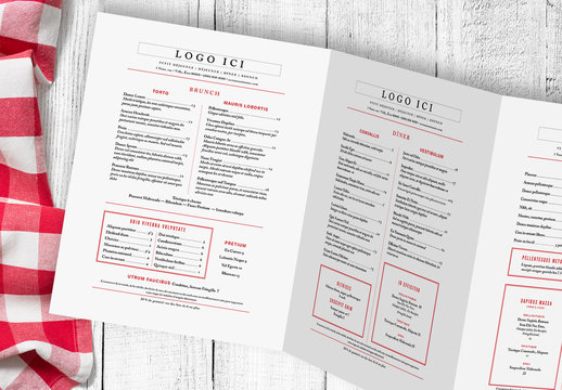 Mod&egrave;le de menu style bistrot
