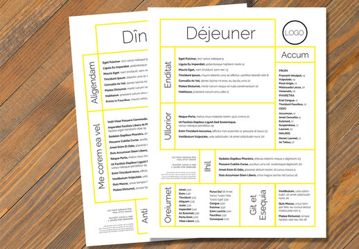 Mod&egrave;le de menu tendance