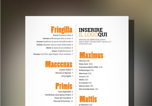 Layout menu ristorante tapas