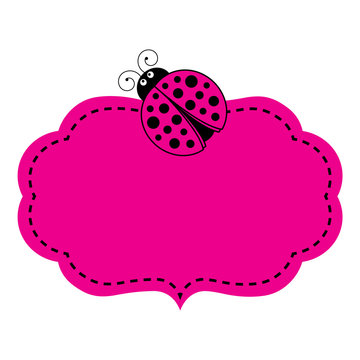 Vector Pink Frame with Ladybug Image. Vector frame.