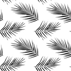Vector seamless pattern with tropical leaves