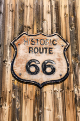 Vintage Route US 66 signpost in Tucumcari, New Mexico USA