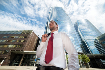Fototapeta premium Businessman in front of his office