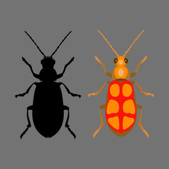 beetle vector illustration style Flat black silhouette set