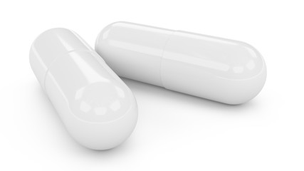 3D rendering Capsule pills isolated on white