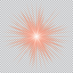 Set of golden glowing lights effects isolated on transparent background. Sun flash with rays and spotlight. Glow light effect. Star burst with sparkles.