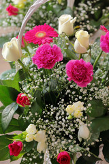 Bouquet of flowers in a basket
