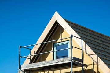 facade and roof of a new building