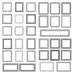 Big set of different ornamental frames isolated on white background.