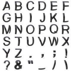 Black font from curved 3D capital letters