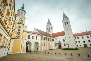 Fototapeta na wymiar A view of the romanesque basilica Saint Mary and Corbinian Cathedral in Freising, Germany.