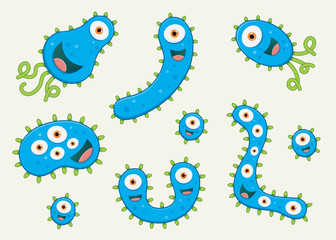 Set of germ vector illustrations - blue & green