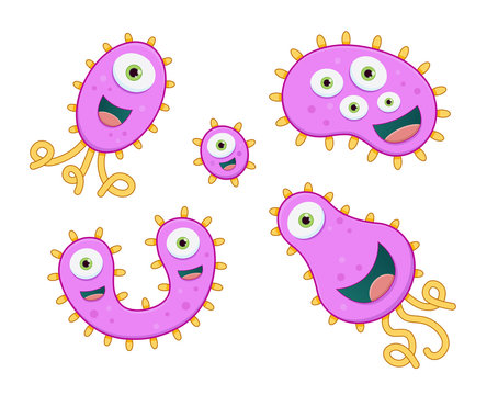 Set of germ vector illustrations - pink & yellow