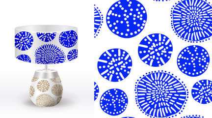 Obraz premium A set of summer seamless unique abstract hand-drawn patterns, demonstrated on textile lampshades. Can be used for embroidery, print or silkscreen on fabric.