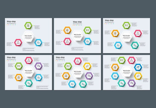 Circular 3-8 Step Infographics with Colorful Icons 1