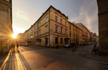 Vintage architecture in Krakow, in the evening