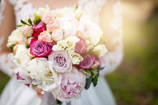 wedding bouquet with peony