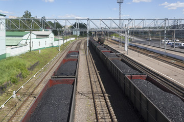 Railroad train with coal