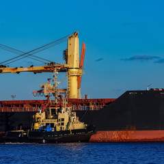 Black cargo ship