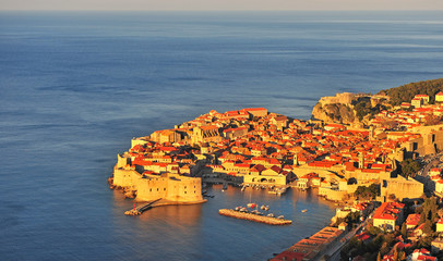 Amazing view of Dubrovnik old town at sunrise