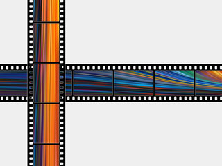 Color photographic films on a white background