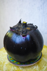 Violet eggplant ball, fresh healthy vegetables.