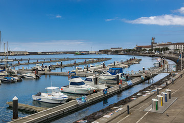 Harbor of Ponta Delgada in the late afternoon light