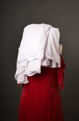 white and red dress on a mannequin