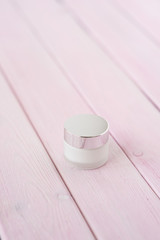 Skincare Product for facial on a light pink background