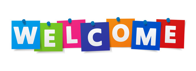 Welcome Sign Colorful Paper Notes