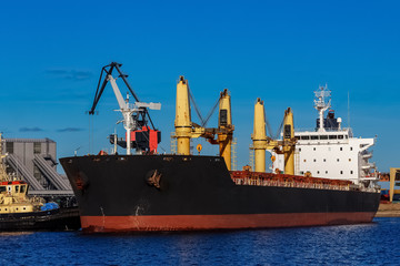 Black cargo ship