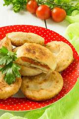 Delicious vegetable pies with tomatoes and cheese