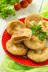 Delicious vegetable pies with tomatoes and cheese