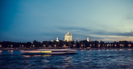 Naklejka premium Smolny Cathedral in St. Petersburg white night, Russia