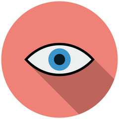 eye in flat style icon with shadow. Vector illustration.