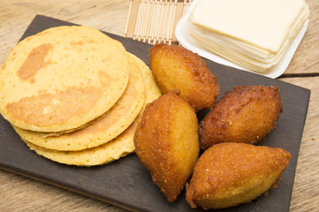 
Arepas and corn cakes (Choclo, Zea mays)