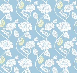 elegant seamless floral pattern on blue background