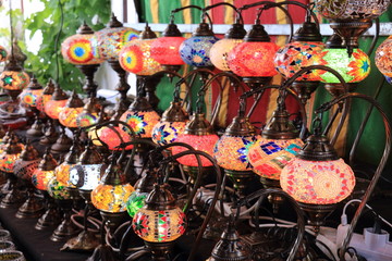 Decorative glass colored lamp