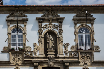 Fototapeta na wymiar View of former convent of Santa Clara (16th century) now city hall in Guimaraes, North Region, Portugal. Guimaraes city listed as World Heritage by UNESCO.