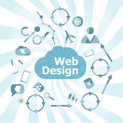 Text Web Design. It concept . Set of web icons for business, finance and communication
