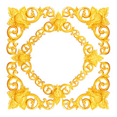 Pattern of flower carved wooden for decoration isolated on white background