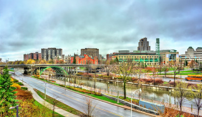 Cityscape of Ottawa with the Rideau Canal in Canada