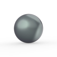 3D illustration green black pearl with a shadow on a white background