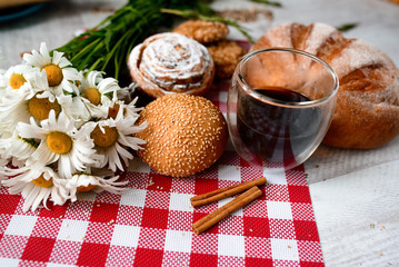 Good morning concept - Breakfast accompanied by delicious frothy espresso cookies